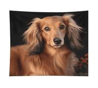 HETVBNS Long Haired Dachshund Tapestry Wall Hanging - 50"x60" Aesthetic Tapestries Soft Polyester Wall Art Decor Large Tapestry for Bedroom Living Room Dorm Backdrop, Hanging Kit Included
