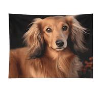 HETVBNS Long Haired Dachshund Tapestry Wall Hanging - 60"x80" Aesthetic Tapestries Soft Polyester Wall Art Decor Large Tapestry for Bedroom Living Room Dorm Backdrop, Hanging Kit Included