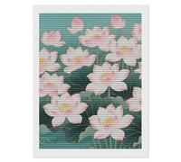 HETVBNS Lotus Diamond Painting Kits for Adults, Full Round Drill DIY Diamond Art for Beginners, 5D Gem Art and Crafts for Home Wall Decor 12"x16"