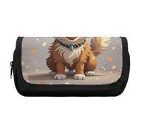 HETVBNS Lovely Dog Pencil Case Extra Large, Double Layer Pencil Pouch with Zipper, Portable Cosmetic Bags for Travel, Office Stationery Organizer for Women Men
