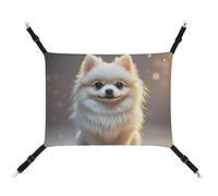 HETVBNS Lovely Pomeranian Pet Hammock for Cats & Dogs, Soft Breathable Canvas Hanging Hammock with Adjustable Straps, Comfortable & Durable Hanging Bed for Small to Medium Pets