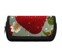 HETVBNS Lovely Strawberry Pencil Case Extra Large, Double Layer Pencil Pouch with Zipper, Portable Cosmetic Bags for Travel, Office Stationery Organizer for Women Men
