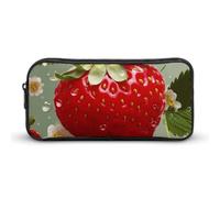 HETVBNS Lovely Strawberry Pencil Case Large Capacity, Durable Pencil Pouch Portable Small Cosmetic Bag with Metal Zipper, Simple Makeup Pouch Aesthetic Toiletry Bag for Travel Office
