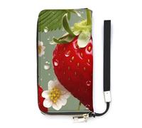 HETVBNS Lovely Strawberry Wallet, Elegant Wristlet Wallet with Multi-Card Slots, PU Leather Long Purse for Women, Men