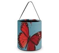 HETVBNS Lover's Red Butterfly Candy Bag Halloween Trick Or Treat Bucket 7.9x8.3in, Reusable Gift Bags for Party Holiday Wedding