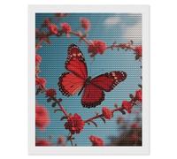 HETVBNS Lover's Red Butterfly Diamond Painting Kits for Adults, Full Round Drill DIY Diamond Art for Beginners, 5D Gem Art and Crafts for Home Wall Decor 16"x20"