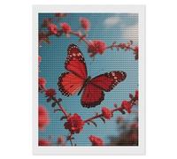 HETVBNS Lover's Red Butterfly Diamond Painting Kits for Adults, Full Round Drill DIY Diamond Art for Beginners, 5D Gem Art and Crafts for Home Wall Decor 12"x16"