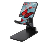 HETVBNS Lover's Red Butterfly Phone Stand for Desk - Adjustable & Foldable Tablet Stand Portable Cell Phone Stand Holder Compatible with 4-13" Smartphones, Tablets