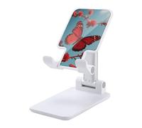 HETVBNS Lover's Red Butterfly Phone Stand for Desk - Adjustable & Foldable Tablet Stand Portable Cell Phone Stand Holder Compatible with 4-13" Smartphones, Tablets