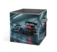 HETVBNS Luxury Sports Car Storage Bins 10.6 Inch, Oxford Fabric Foldable Storage Cube Organizer Basket with Handles, Fabric Bins for Closet Shelves, Toys, Clothes, Books, Bedroom