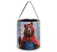 HETVBNS Magic Bear Candy Bag Halloween Trick Or Treat Bucket 7.9x8.3in, Reusable Gift Bags for Party Holiday Wedding
