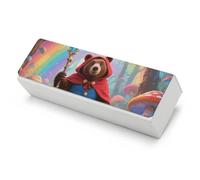 HETVBNS Magic Bear Glasses Case Hard Shell Magnetic PU Leather Eyeglasses Case Stylish Sunglasses Cases for Women Men