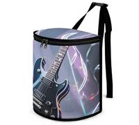 HETVBNS Magic Electric Guitar Music Car Trash Can with Lid, Leakproof Hanging Automotive Trash Bin, Waterproof Garbage Storage Bag for Vehicles, RV, Bathroom, Office