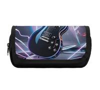 HETVBNS Magic Electric Guitar Music Pencil Case Extra Large, Double Layer Pencil Pouch with Zipper, Portable Cosmetic Bags for Travel, Office Stationery Organizer for Women Men