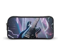 HETVBNS Magic Electric Guitar Music Pencil Case Large Capacity, Durable Pencil Pouch Portable Small Cosmetic Bag with Metal Zipper, Simple Makeup Pouch Aesthetic Toiletry Bag for Travel Office