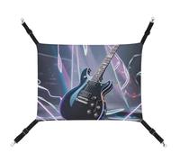 HETVBNS Magic Electric Guitar Music Pet Hammock for Cats & Dogs, Soft Breathable Canvas Hanging Hammock with Adjustable Straps, Comfortable & Durable Hanging Bed for Small to Medium Pets