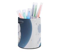 HETVBNS Magic - Hat Owl Pen Holder for Desk PU Leather Round Desk Organizer Multifunctional Makeup Brush Storage Aesthetic Desktop Supplies Stylish Pencil Holder for Office & Home