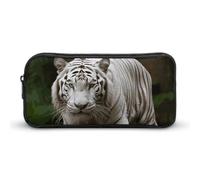 HETVBNS Majestic White Bengal Tiger Pencil Case Large Capacity, Durable Pencil Pouch Portable Small Cosmetic Bag with Metal Zipper, Simple Makeup Pouch Aesthetic Toiletry Bag for Travel Office