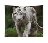 HETVBNS Majestic White Bengal Tiger Tapestry Wall Hanging - 50"x60" Aesthetic Tapestries Soft Polyester Wall Art Decor Large Tapestry for Bedroom Living Room Dorm Backdrop, Hanging Kit Included