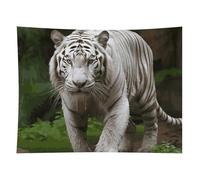 HETVBNS Majestic White Bengal Tiger Tapestry Wall Hanging - 60"x80" Aesthetic Tapestries Soft Polyester Wall Art Decor Large Tapestry for Bedroom Living Room Dorm Backdrop, Hanging Kit Included