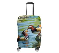 HETVBNS Mandarin Ducks Playing in The Water Luggage Cover, Elastic Luggage Protector Fits 19-32in Suitcases, Washable & Anti-Scratch Suitcase Cover for Men Women, style, M, Classic