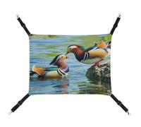 HETVBNS Mandarin Ducks Playing in The Water Pet Hammock for Cats & Dogs, Soft Breathable Canvas Hanging Hammock with Adjustable Straps, Comfortable & Durable Hanging Bed for Small to Medium Pets