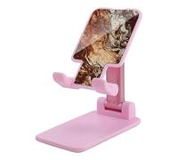 HETVBNS Marble Mixed Brown Phone Stand for Desk - Adjustable & Foldable Tablet Stand Portable Cell Phone Stand Holder Compatible with 4-13" Smartphones, Tablets