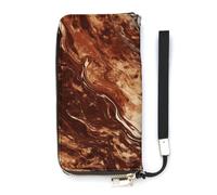 HETVBNS Marble Mixed Brown Wallet, Elegant Wristlet Wallet with Multi-Card Slots, PU Leather Long Purse for Women, Men