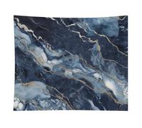 HETVBNS Marble Navy Blue Mixed Tapestry Wall Hanging - 50"x60" Aesthetic Tapestries Soft Polyester Wall Art Decor Large Tapestry for Bedroom Living Room Dorm Backdrop, Hanging Kit Included