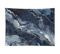 HETVBNS Marble Navy Blue Mixed Tapestry Wall Hanging - 60"x80" Aesthetic Tapestries Soft Polyester Wall Art Decor Large Tapestry for Bedroom Living Room Dorm Backdrop, Hanging Kit Included