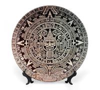 HETVBNS Mayan Calendar End Of The World Bone China Decorative Plate Personalized Ceramic Decorative Plate Wall Decor with Display Stand Ceramic Ornaments for Wall Hanging Decoration