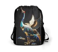 HETVBNS Mechanical Crane Drawstring Backpack, Dry Wet Separate Gym Bag Unisex Sports Drawstring Bag for Work, Fitness