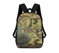 HETVBNS Middle Earth Map Backpack for Women Men, Durable 600D Polyester Bookbag with Large Capacity, Lightweight 17 Inch Laptop Backpack Minimalism Casual Daypack for Work, Travel