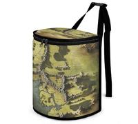 HETVBNS Middle Earth Map Car Trash Can with Lid, Leakproof Hanging Automotive Trash Bin, Waterproof Garbage Storage Bag for Vehicles, RV, Bathroom, Office