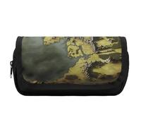 HETVBNS Middle Earth Map Pencil Case Extra Large, Double Layer Pencil Pouch with Zipper, Portable Cosmetic Bags for Travel, Office Stationery Organizer for Women Men