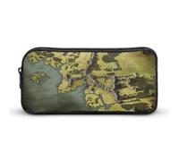HETVBNS Middle Earth Map Pencil Case Large Capacity, Durable Pencil Pouch Portable Small Cosmetic Bag with Metal Zipper, Simple Makeup Pouch Aesthetic Toiletry Bag for Travel Office