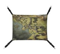 HETVBNS Middle Earth Map Pet Hammock for Cats & Dogs, Soft Breathable Canvas Hanging Hammock with Adjustable Straps, Comfortable & Durable Hanging Bed for Small to Medium Pets