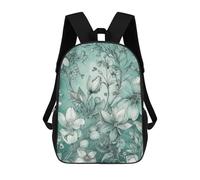 HETVBNS Mint Green Floral Backpack for Women Men, Durable 600D Polyester Bookbag with Large Capacity, Lightweight 17 Inch Laptop Backpack Minimalism Casual Daypack for Work, Travel