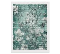 HETVBNS Mint Green Floral Diamond Painting Kits for Adults, Full Round Drill DIY Diamond Art for Beginners, 5D Gem Art and Crafts for Home Wall Decor 12"x16"