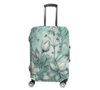 HETVBNS Mint Green Floral Luggage Cover, Elastic Luggage Protector Fits 19-32in Suitcases, Washable & Anti-Scratch Suitcase Cover for Men Women, style, Small, Classic