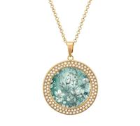 HETVBNS - Mint Green Floral Necklace, Alloy Round Pendant with Diamond, Elegant Pendant Necklace for Women Men, Una talla, Metal, Alloy.