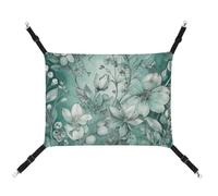 HETVBNS Mint Green Floral Pet Hammock for Cats & Dogs, Soft Breathable Canvas Hanging Hammock with Adjustable Straps, Comfortable & Durable Hanging Bed for Small to Medium Pets