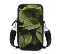 HETVBNS Moist Hosta Leaves Cell Phone Bag with Detachable Strap, Aesthetic Mini Sling Bag Small Crossbody Bag for Phone