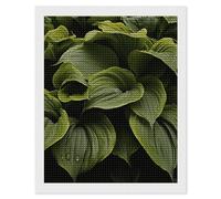 HETVBNS Moist Hosta Leaves Diamond Painting Kits for Adults, Full Round Drill DIY Diamond Art for Beginners, 5D Gem Art and Crafts for Home Wall Decor 16"x20"
