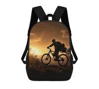 HETVBNS Mountain Bike in The Evening Backpack for Women Men, Durable 600D Polyester Bookbag with Large Capacity, Lightweight 17 Inch Laptop Backpack Minimalism Casual Daypack for Work, Travel
