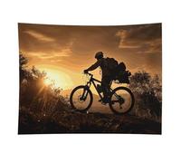 HETVBNS Mountain Bike in The Evening Tapestry Wall Hanging - 30"x40" Aesthetic Tapestries Soft Polyester Wall Art Decor Large Tapestry for Bedroom Living Room Dorm Backdrop, Hanging Kit Included