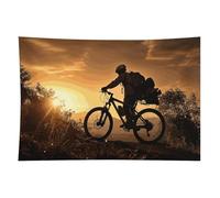 HETVBNS Mountain Bike in The Evening Tapestry Wall Hanging - 40"x60" Aesthetic Tapestries Soft Polyester Wall Art Decor Large Tapestry for Bedroom Living Room Dorm Backdrop, Hanging Kit Included