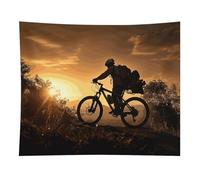 HETVBNS Mountain Bike in The Evening Tapestry Wall Hanging - 50"x60" Aesthetic Tapestries Soft Polyester Wall Art Decor Large Tapestry for Bedroom Living Room Dorm Backdrop, Hanging Kit Included