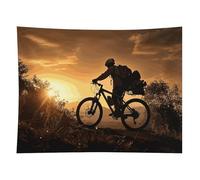 HETVBNS Mountain Bike in The Evening Tapestry Wall Hanging - 60"x80" Aesthetic Tapestries Soft Polyester Wall Art Decor Large Tapestry for Bedroom Living Room Dorm Backdrop, Hanging Kit Included