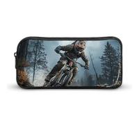 HETVBNS Mountain Bike Tournament Pencil Case Large Capacity, Durable Pencil Pouch Portable Small Cosmetic Bag with Metal Zipper, Simple Makeup Pouch Aesthetic Toiletry Bag for Travel Office